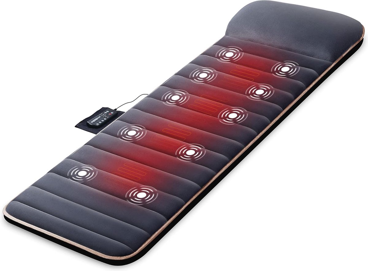 Goedkoopste Snailax Massagemat met 10 vibratiemotoren en warmte - Full-body massageapparaat met 4 verwarmingskussens