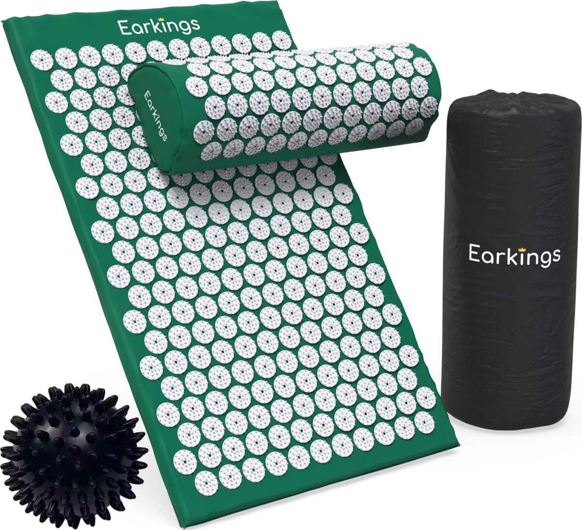 Goedkoopste Spijkermat Acupressuur Mat - Shakti Mat met Massagebal en Draagtas - Massagemat 68x42x2 cm Earkings - Groen
