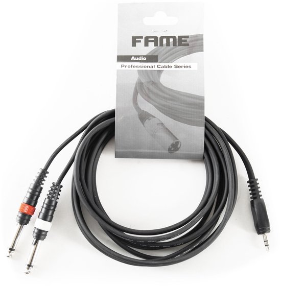 DAP Audio Mini Jack naar 2x Jack Mono Overgangskabel 3m - Mini Jack Stereo naar 2x Mono Jack - 3m