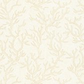 Exclusief luxe behang Profhome 344971-GU vliesbehang licht gestructureerd met grafisch patroon glanzend beige goud crèmewit 7,035 m2