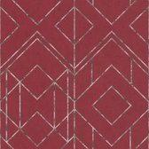Papier peint graphique Profhome 378692-GU papier peint intissé légèrement texturé avec motif graphique rouge gris blanc mat 5,33 m2