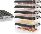 Boîtes de rangement pour koelkast - Boîte de conservation de viande pour réfrigérateur - Set de contenants pour aliments frais - Contenants à viande empilables avec couvercle (5 contenants anthracite)
