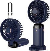 Elico Mini Ventilator - Draagbare Ventilator - USB-C Aansluiting - Incl. Telefoonhouder - Donkerblauw