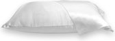 Silky Care® Luxe Witte Satijnen Kussensloop - 100% Moerbei Zijde - 22 Momme - 60x70 cm - Met Ritssluiting - Voor Zijdezachte Huid & Haar