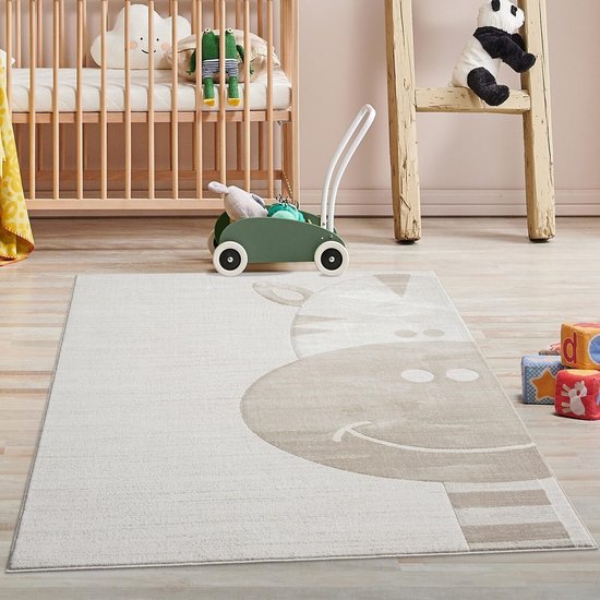 Flycarpets Kindervloerkleed Sara - Giraffe - Kinderkamer - Vloerkleed - Creme / Beige - 160x230 cm