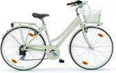 Vélo pour femme In And OutdoorMatch Hoyt - Vélo de ville avec 6 vitesses - Taille de roue de 28 pouces - Hybride - Panier de vélo - Taille de cadre 46 cm - Crème