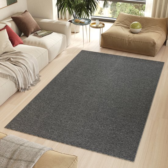 Tapiso Nizza Vloerkleed Grijs Laagpolig Antislip Waasbaar Tapijt Maat- 160x220