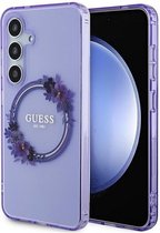 Guess Flowers Wreath Back Case (MagSafe Compatible) - Geschikt voor Samsung Galaxy S24 (S921) - Paars