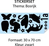 Stickervel - Bosrijk - 30 x 70 cm - zwart - stickers - stickers volwassenen - stickers Kinderen - raamstickers - deursticker - stickervellen - dieren - container sticker huisnummer - kliko sticker voordeelset