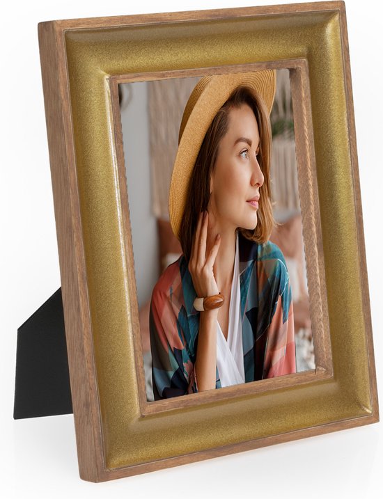HAES DECO - Cadre Photo en Bois Steyr Or /Marron pour photo 15x20 - XN768GHS