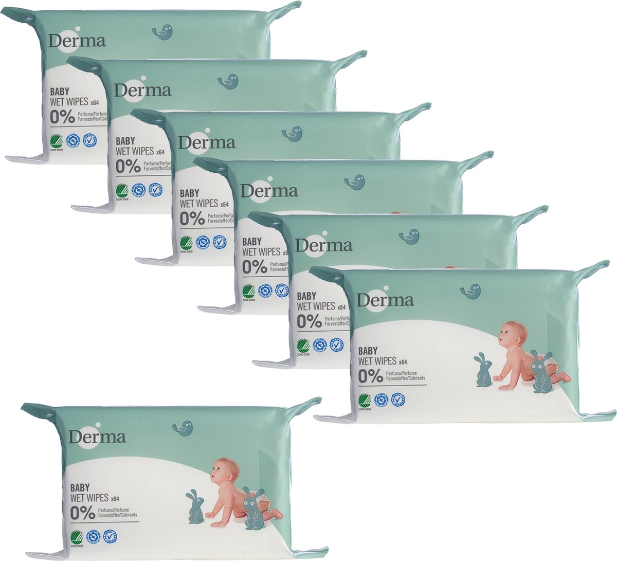 Goedkoopste Derma Eco Baby - Allergievrije en Eco-friendly Billendoekjes - 7 x 64 doekjes - Zacht - Natuurlijk - Veilig