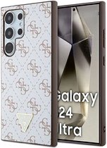 Guess Case Convient pour – Galaxy S24 Ultra – Coque arrière – 4G Triangle Métal Logo – Wit