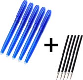 5 x Uitgumbare pen - Uitwisbare pen - Inclusief 5 Extra Navullingen - 0.7 mm - Balpen - Blauw