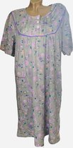 Dames nachthemd korte mouwen 6535 bloemenprint M grijs/paars