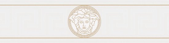 Mur de papier peint de luxe exclusif Profhome 935223-GU bordure de papier peint légèrement texturée avec motif graphique blanc doré brillant 0 m2