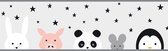 Dieren patroon behang Profhome 403732-GU zelfklevende behangrand licht gestructureerd met dieren patroon mat grijs zwart wit roze 0,75 m2