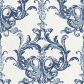 Barok behang Profhome 961964-GU textiel behang gestructureerd in barok stijl mat blauw wit 5,33 m2