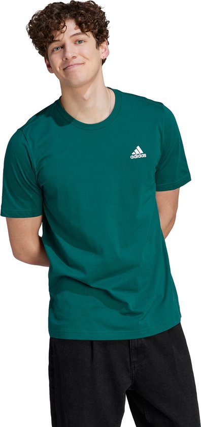 adidas Sportswear Essentials Single Jersey Geborduurd Small Logo T-shirt - Heren - Groen- L