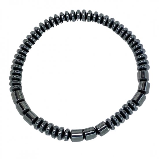Armband -obsidiaan -zwart -stretch- 18 cm- Charme Bijoux