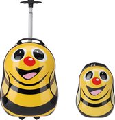 Valise pour enfants avec sac à dos assorti - Sac à dos enfant - Valise rigide - Bagage à main- Cheerful Bee
