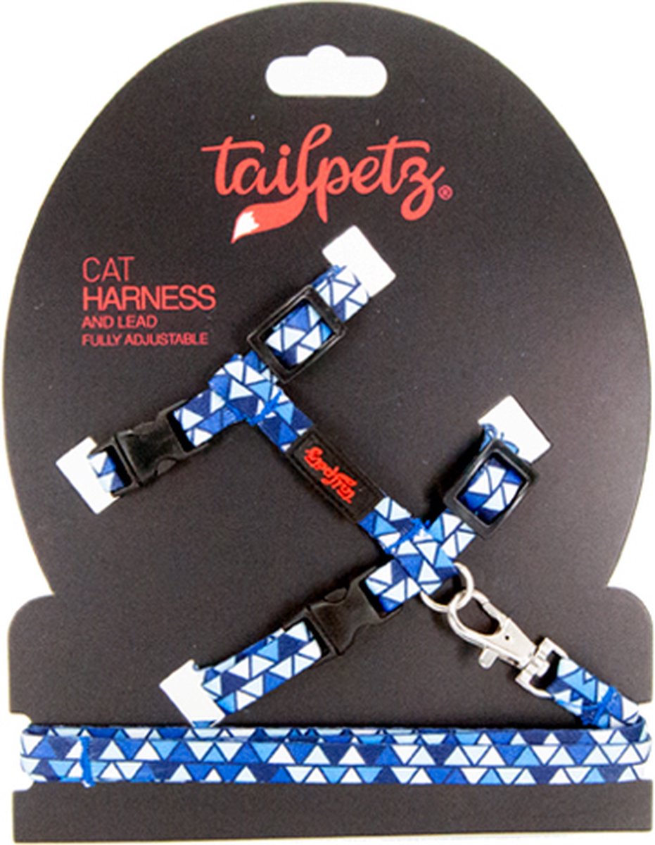 Tailpetz | Cat Harness & Lead -Mosaic| Kattentuigje en lijn - One Size Fully Adjustable - Set voor Katten - Kattenharnas - Kattentuig - Kat - Harnas - collar - tuig