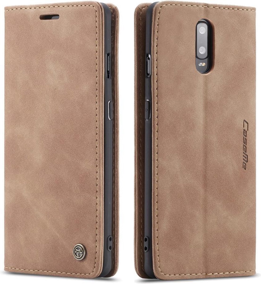 CaseMe Book Case - Geschikt voor OnePlus 7 Hoesje - Bruin
