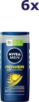 6x Nivea men Power Fresh Shower Gel 250 ml