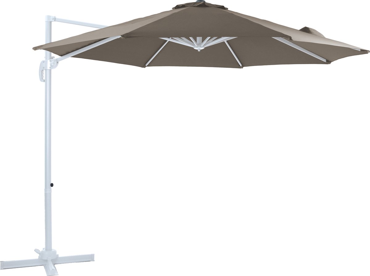 Bol.com AXI Marisol Zweefparasol Ø 300cm Wit/taupe incl. Hoes – Gepoedercoat aluminium frame met kruisvoet – 360° Draaibaar - Ka... aanbieding