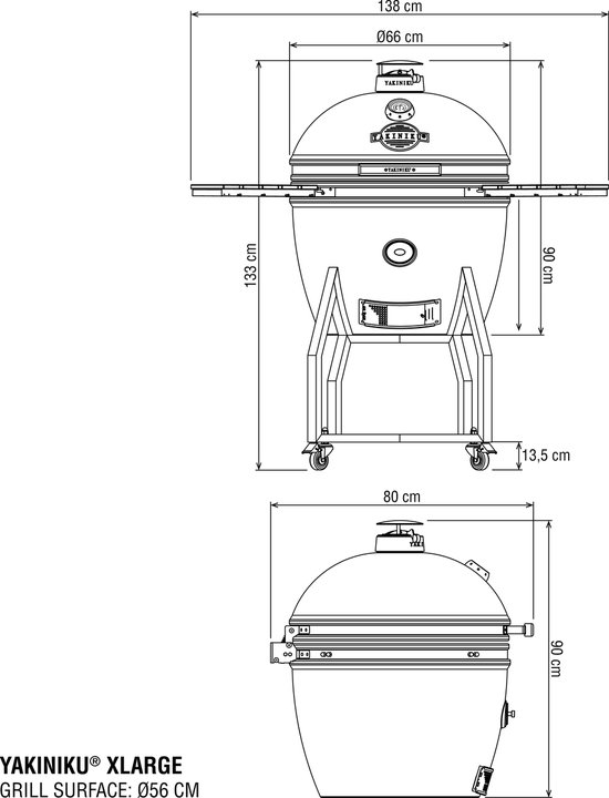Yakiniku - Kamado - Large - 19Inch - Houtskool - Kamado Grill - 49cm Grilloppervlak van Yakiniku — afbeelding 2