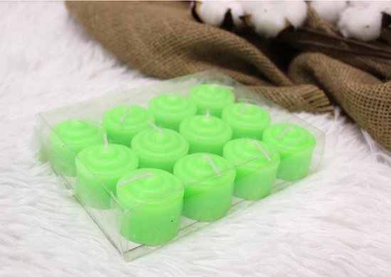 Geurkaarsjes - Groen - Waxinelichtjes met Geur - Sfeervol - Frisse Natuur Geur - 3,5x3,5 cm - Voordeel Set 24 Stuks