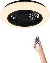 Plafondventilator Jasmine met verlichting - Ø50cm - 3 snelheden - Afstandsbediening - Zwart