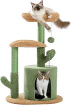 Moderne Cactus Krabpaal 78 cm - Katten Boom - Pluche Hol, Pomponbal, Sisal Touw - Ideaal voor Kleine Tot Middelgrote Katten - Speels & Comfortabel