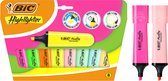 Surligneurs plats BIC Marking - Différentes couleurs et nuances pastel - Pack de 8 pièces - avec pointe biseautée modulaire 1,2 mm-4,6 mm