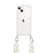 Coque de téléphone ShieldCase adaptée pour iPhone 13 Coque en TPU avec cordon de perles (transparent) - Coque en silicone TPU avec cordon - Cordon de téléphone - Chaîne de téléphone - Transparent