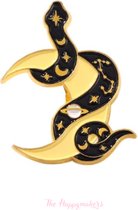 Pin ''moon snake'' emaille pin, broche, kledingspeld, gift