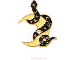 foto van Pin ''moon snake'' emaille pin, broche, kledingspeld, gift