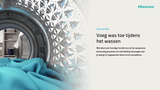 Hisense 3S Serie WF3S8043BW3/BLX - Wasmachine met Energielabel A -30% - 8kg - 72dB (A) - Steam Wash -1400 toeren - Power Wash 49' - ConnectLife - Inhoud Trommel 54 Liter
