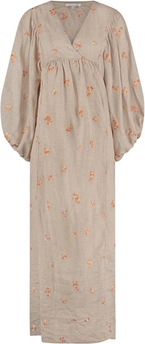 NUKUS Monica Dress Embroidery Jurken Dames - Kleedje - Rok - Jurk - Zand - Maat S-nukus 1
