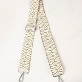 Jasmin bag strap- Tassen riem- Verstelbaar- Boho- Katoen Polyester- Zilver- 3,8cm- 135cm- Groen