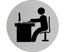 CombiCraft aluminium deurbordje met kantoorsymbool voor ruimteaanduiding voor kantoren, computerruimtes en studiegebieden Ø75 mm diameter