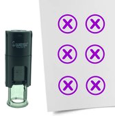 CombiCraft Stempel Checkbox met Kruisje 10mm rond - Paarse inkt