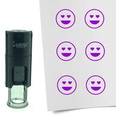 CombiCraft Stempel Smiley Liefde 10mm rond - Paarse inkt