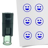 CombiCraft Stempel Smiley Liefde 10mm rond - Blauwe inkt