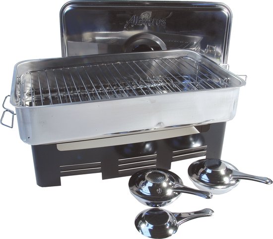 Albatros Rookoven Plat - RVS - 42x20x29 cm - Grijs