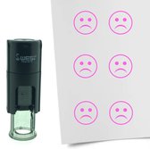 CombiCraft Stempel Smiley Wanhopig 10mm rond - Roze inkt