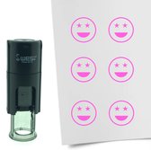 CombiCraft Stempel Smiley Trots 10mm rond - Roze inkt