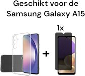 Samsung galaxy A15 transparant backcover + 2x screenprotector| Samsung galaxy A15 doorzichtig hoesje + 2x tempered glas protectie
