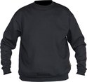 Sweatshirt noir à col rond STØRVIK, couleur unie, manches longues et poignets.