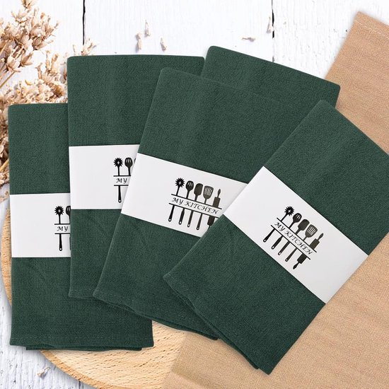 Set van 6 stoffen servetten, linnen servetten, duurzame linnen servetten, stof, linnen katoenen stoffen servetten, wasbare servetten, tafeldecoratie voor bruiloft, feest, keuken, familie (lichtgroen