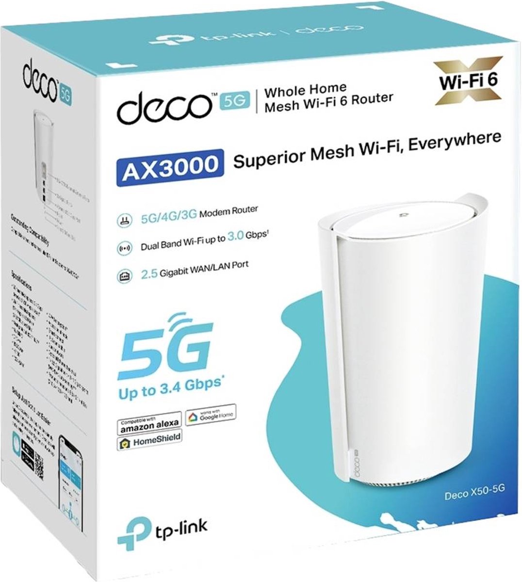 TP-Link Deco X50-5G - Mesh WiFi - AX3000 - Gateway - 2.5 Gbps